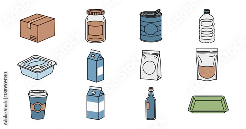 Assortment of packages and containers isolated on white