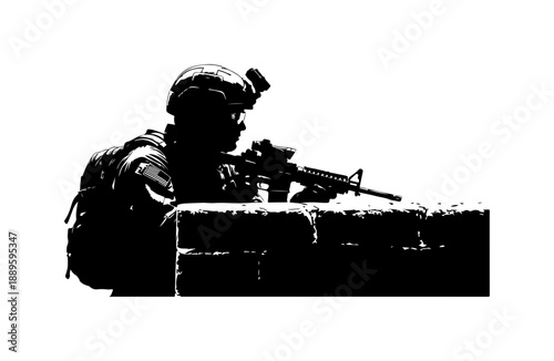 Soldier in Action Silhouette