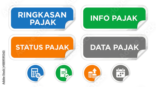 Dynamic Vector Tax Overview Labels and Financial Management Icons for Online Portals