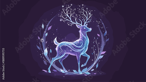 Ethereal Deer Illustration - Mystical Forest Spirit