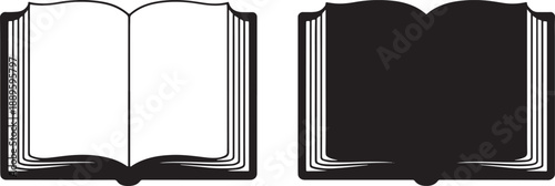 Open and closed books with black outlines open book black and white