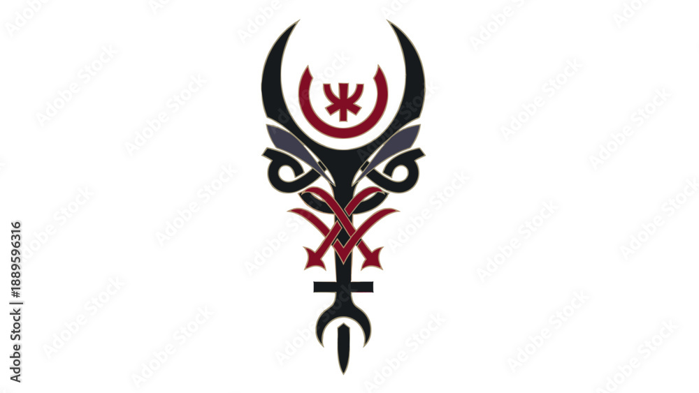 Fototapeta premium Abstract Tribal Tattoo Design with Crescent Moon and Geometric Elements