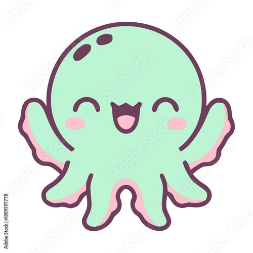 A cute cartoon octopus character with a happy face and colorful design