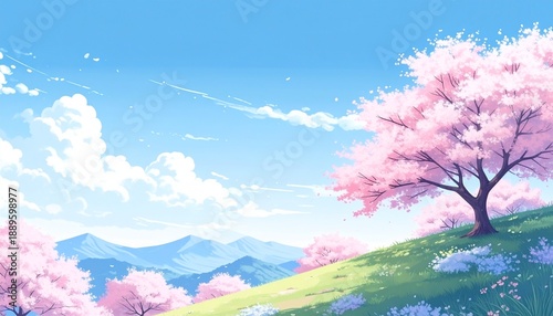 春、さくら、桜、お花見のイメージイラスト（背景、壁紙）
