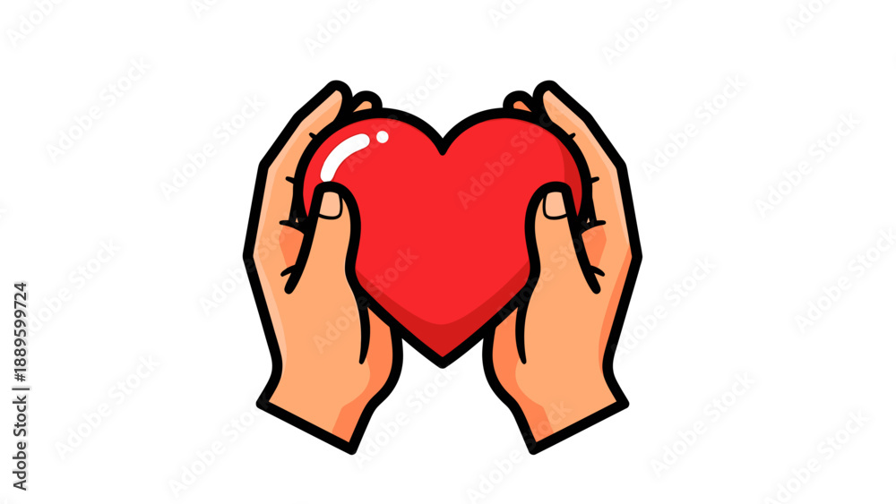 Obraz premium Hands holding a red heart symbol.