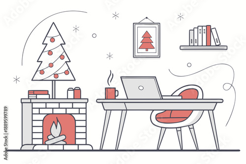 Winter Productivity Home Office Illustration Clea (4)