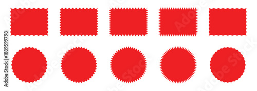 Set of red Zigzag shape set.Red zigzag lines on black background create abstract graphic design. Rectangle shape frame with zigzag edge.