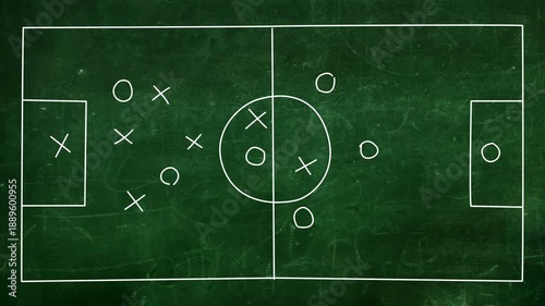 Soccer strategy animation over chalkboard. Whiteboard Soccer	