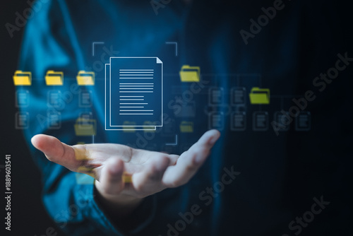 Fotografi Data download and export concept showing personal document archive and file management