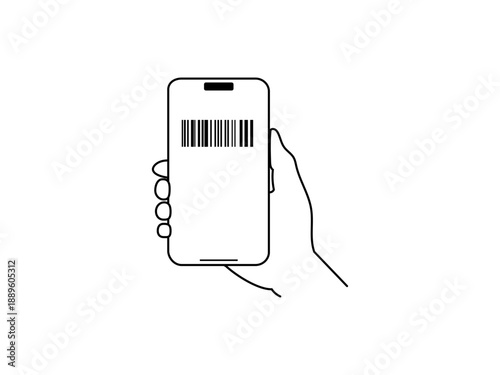 スマホを持った手　バーコードあり