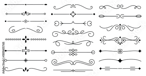 Decorative ornamental borders and divider elements featuring elegant swirls, luxury flourishes, and timeless decorative patterns for wedding design, certificates, packaging, typography, and digital 