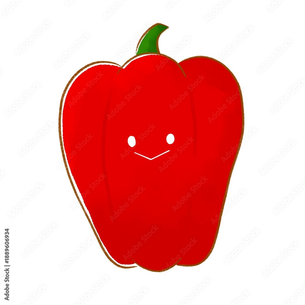 Obraz premium にこにこあか野菜｜ゆるかわパプリカ