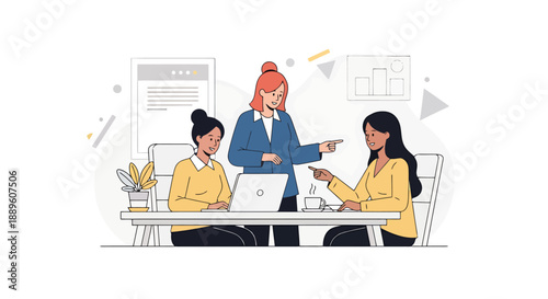 Diverse Team Collaborating Effectively in Modern Office Environment Diverse Professionals Discussing Project Strategy and Planning at Table