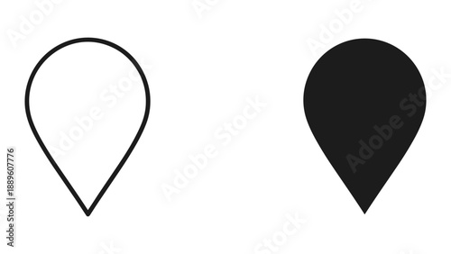 Black map pin icons on white background