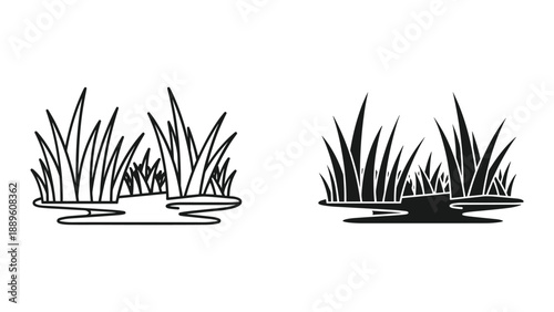 Grass growing in the water with shadow effect