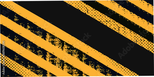 Diagonal yellow and black stripes with a distressed textured pattern