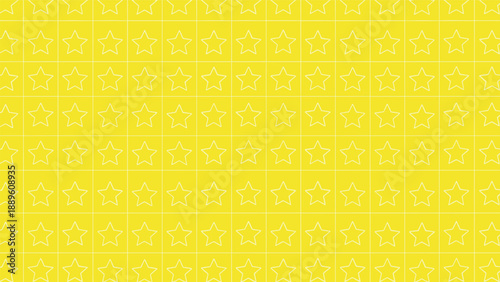 Bright yellow seamless pattern with rows of small white star outlines for festive celebrations and nursery room decorations.