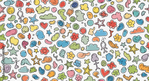 Colorful Hand Drawn Doodle Pattern Vector Background