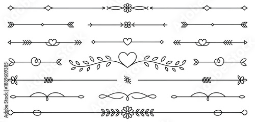 Decorative line dividers and borders for design including modern, vintage, and minimalist line styles suitable for invitations, editorial layouts, user interfaces, and creative visual compositions.