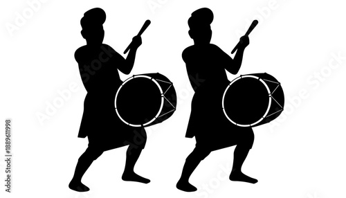 Two drummers playing drums in a dynamic and rhythmic performance together