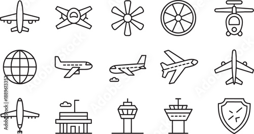 Airplane and airport related travel transportation aviation