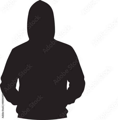 Men's hoodie Silhouette vector black on a white background