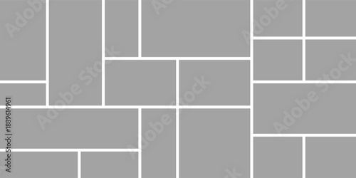 Empty photo collage template of 15 parts. Frames for photo. Collage concept. Vector Illustration.EPS,10