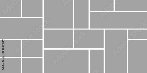 Empty photo collage template of 15 parts. Frames for photo. Collage concept. Vector Illustration.EPS,10