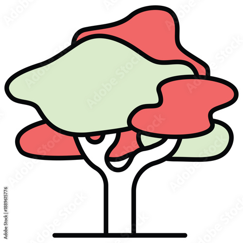 Blossoming Tree Vector Icon Stock Illustration