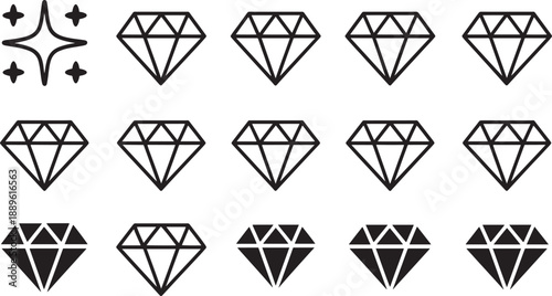 Thirteen black diamond and star gemstone luxury symbol