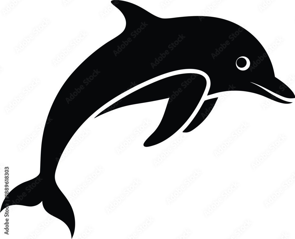 custom made wallpaper toronto digitalMinimalist black dolphin silhouette leaping vector graphic 2