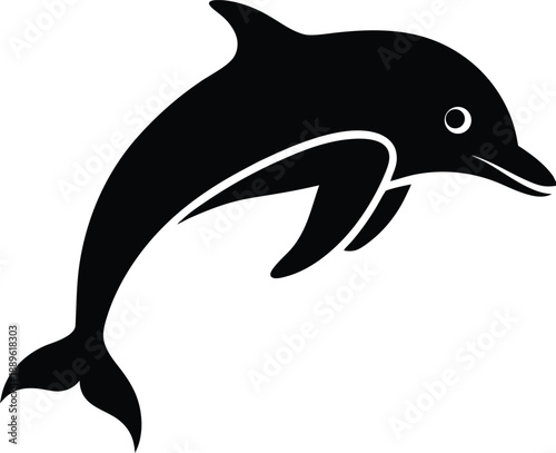 Wallpaper Mural Minimalist black dolphin silhouette leaping vector graphic 2 Torontodigital.ca