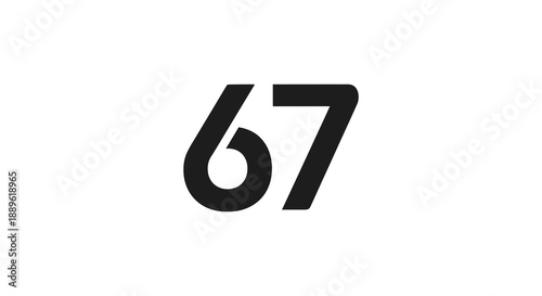 A striking visual representation of the number sixty seven prominently displayed in a bold black and modern typeface