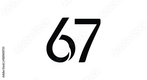 A simple illustration showcasing the bold black digits sixty seven prominently displayed against a stark white background high quality
