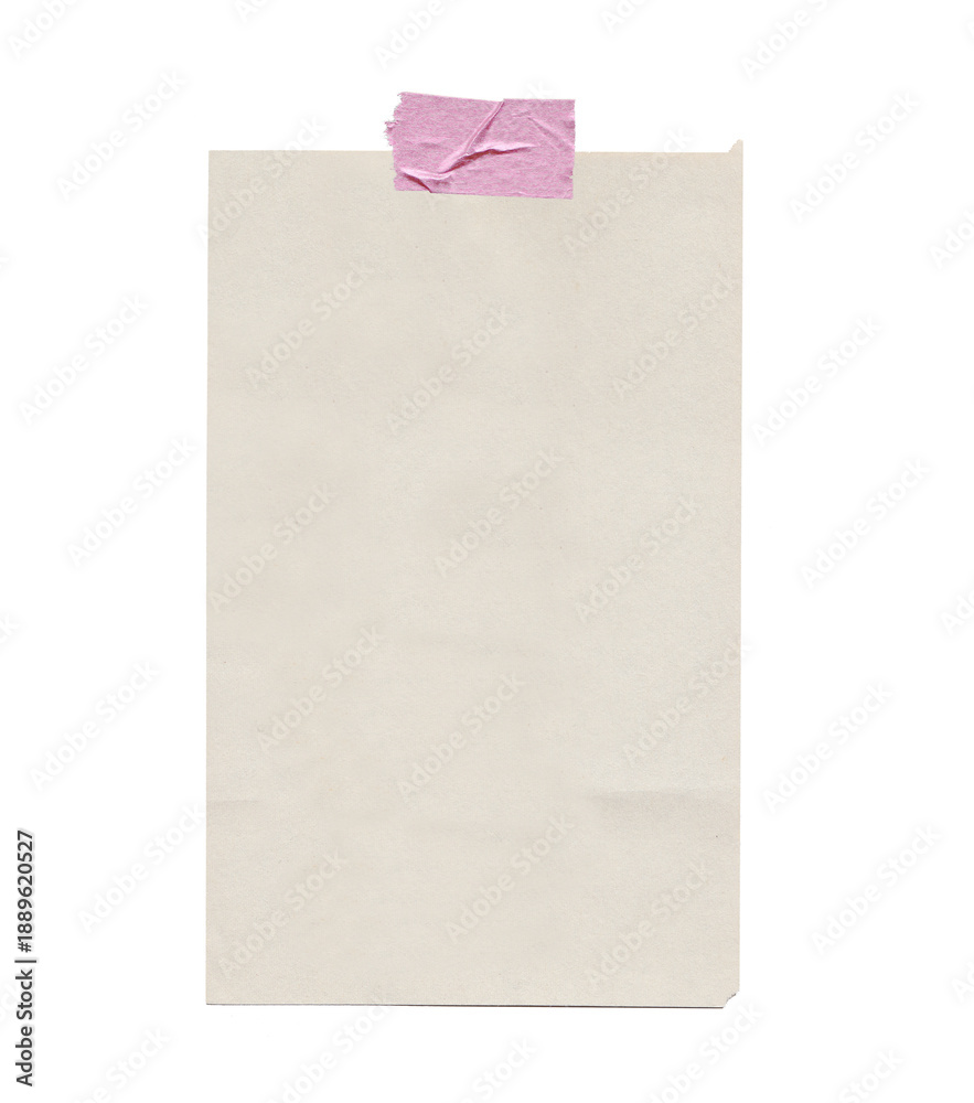 Fototapeta premium Beige Vintage Receipt Paper with Pink Washi Tape