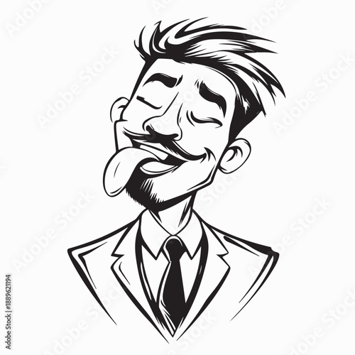 Playful man winking and sticking tongue out Image Vector