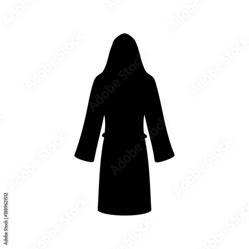 Black silhouette of a hooded robe or dressing gown with belt