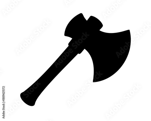 Silhouette of an axe, a wood chopping tool or medieval weapon