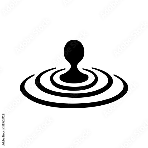 Single drop of liquid generating ripples effect on a white background