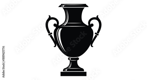 An elegant black vase with ornate handles and a classic shape is depicted in a striking silhouette high quality professional detailed