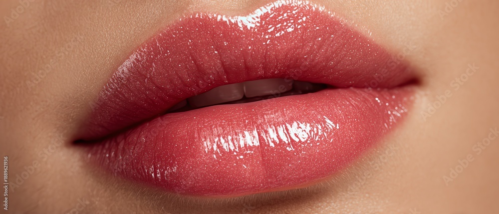 Fototapeta premium Natural lips mockup realistic design, clean cosmetic fashion look