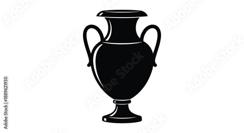 A striking black silhouette of an ancient greek amphora vase with ornate handles showcasing classical design silhouette high quality professional detailed
