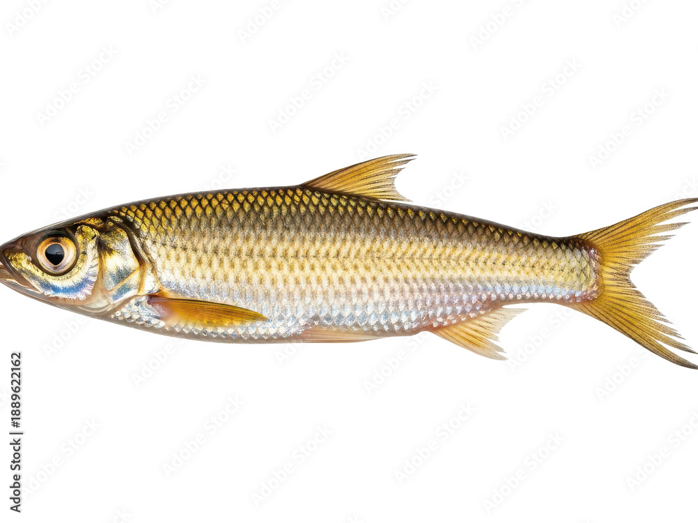 Fototapeta premium Realistic illustration of a fish with golden scales isolated on transparent background
