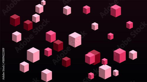 Modern Abstract Falling Colorful 3D Isometric Cube Vector Background