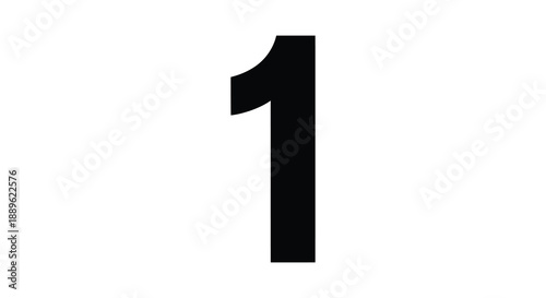 A stark visual representation of the numeral one prominently displayed in a bold black color on a plain white background