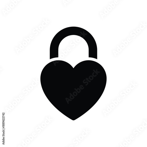 Heart shaped padlock love lock symbol romantic security icon vector illustration isolated on white background for valentines day design