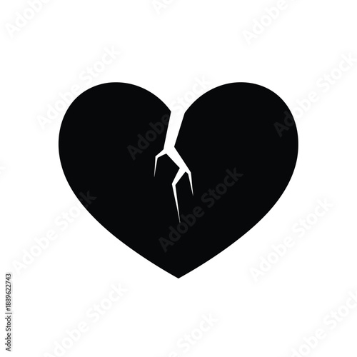 Broken heart symbol vector illustration isolated on white background representing heartbreak sorrow loss or end of relationship