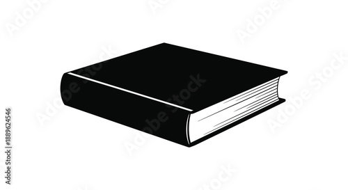 A solitary black book lies flat displaying its closed cover and the subtle texture of its pages