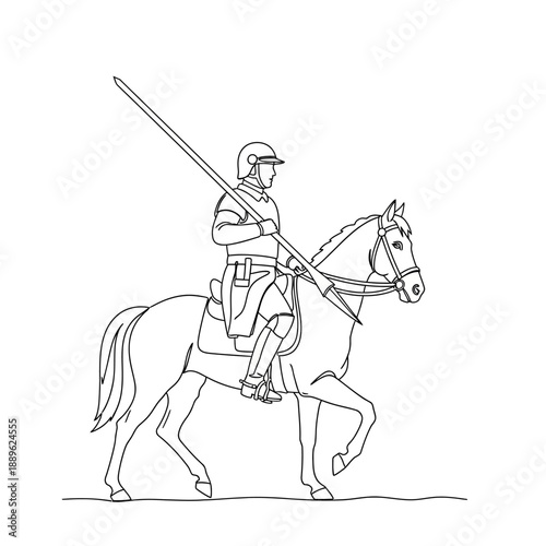 Medieval Knight on Horseback Holding a Lance.