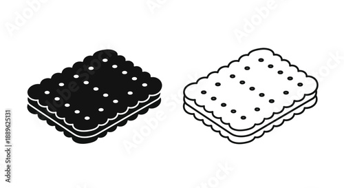 Two chocolate sandwich cookies one dark and one light silhouette